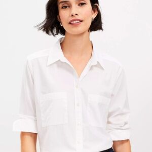 relaxed button down shirt white LOFT